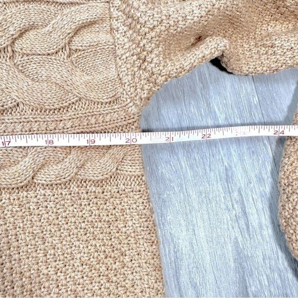 Charter Club Women's NWT Tan Cotton Blend Cable Knit Cowl Neck Sweater L - Picture 3 of 6